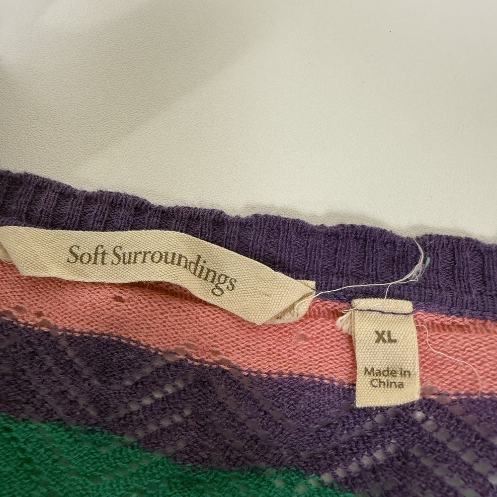 Soft Surroundings Sweater Women's XL Colorful Stripe Cardigan Bell Sleeve Top - Picture 11 of 12